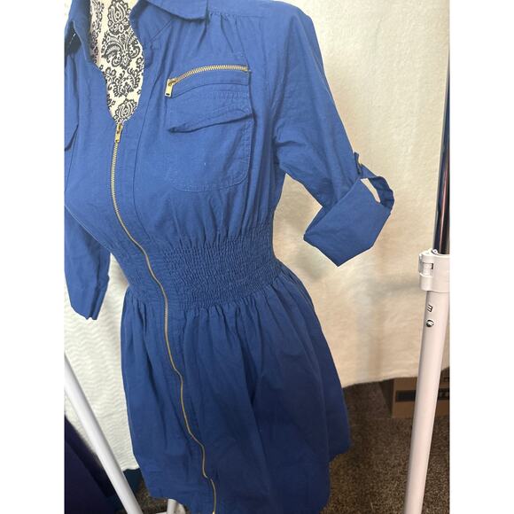 BN #18 J. Jolie Navy Blue Zip Front Shirt Dress - Size PS - Picture 4 of 7